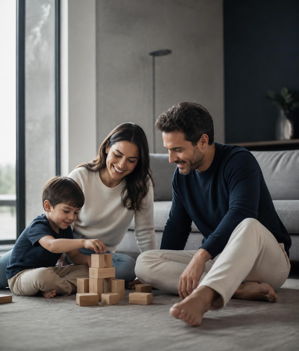 Família brasileira em casa, em um momento cotidiano de planejamento e futuro